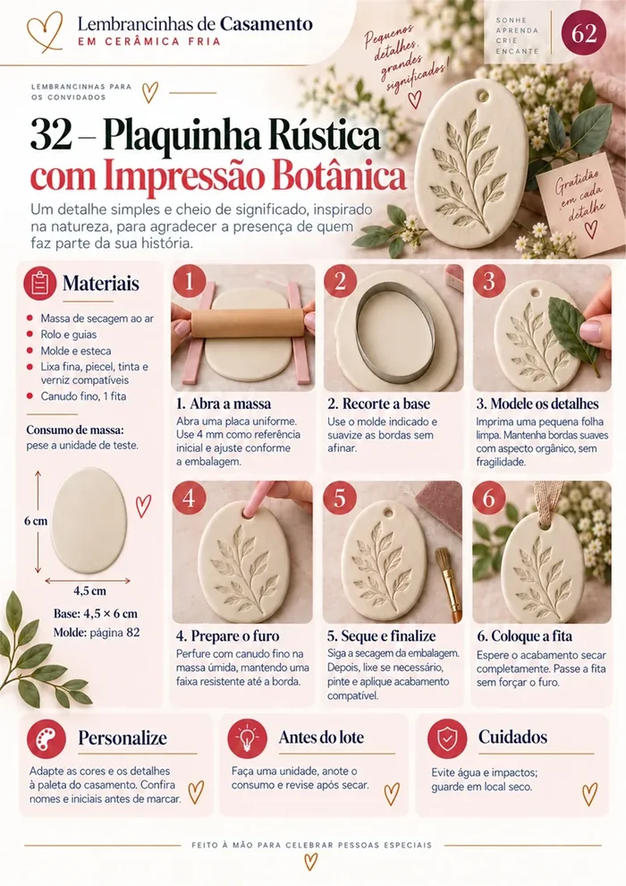 Página 62: Plaquinha Rústica com Impressão Botânica