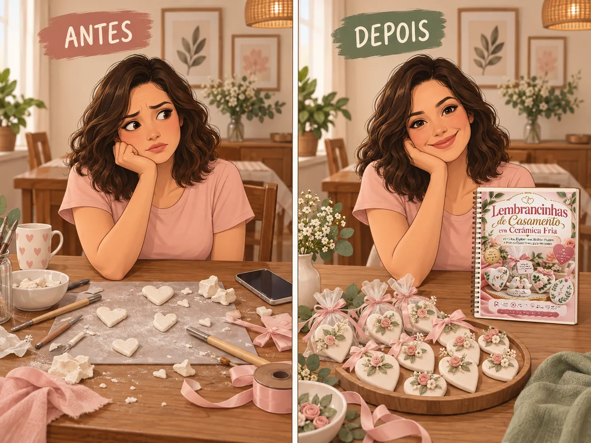 Antes e depois em cartoon: do medo de começar ao orgulho de criar lembrancinhas